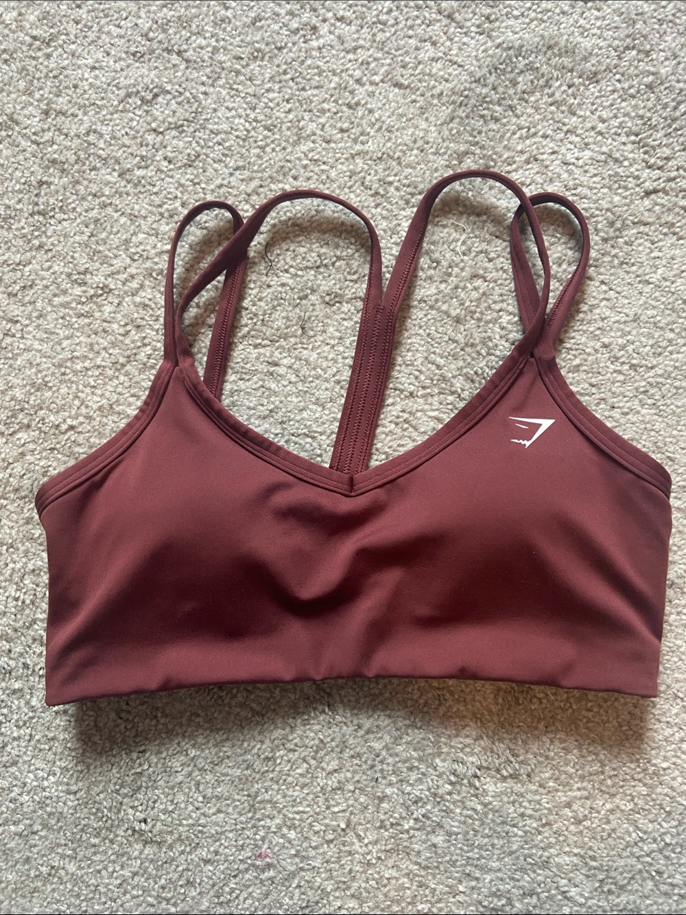 Gymshark Wine Double-Strap V-Neck Sports Bra